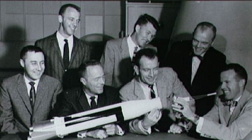 After an exhausting selection procedure, America's first astronauts were introduced to the press